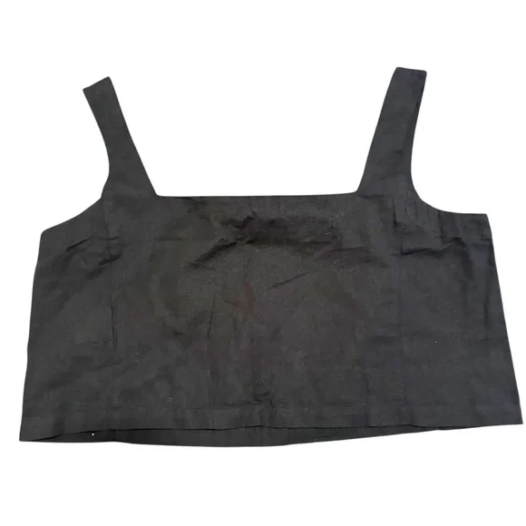 NWT Anthropologie Porridge• Black Cotton and Linen Square neck crop top size s - Picture 3 of 9
